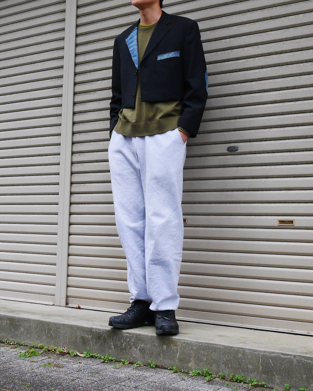 Remake Denim Switch 2-Button Short Tailored Jacket