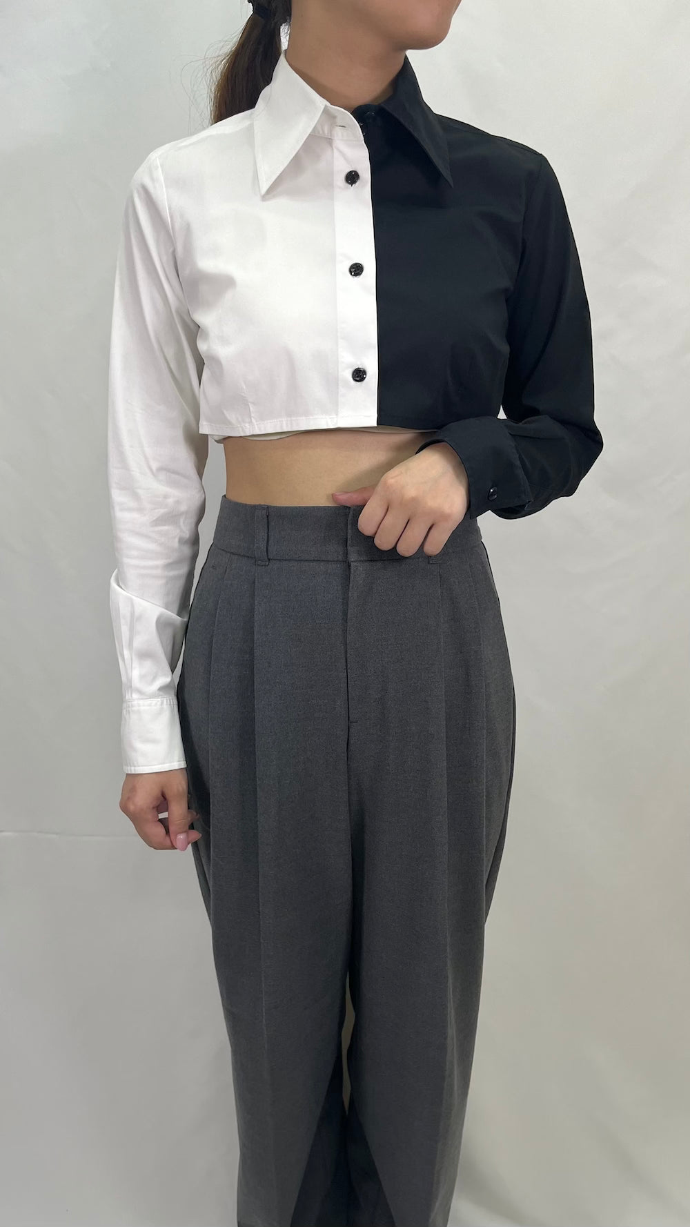 Remake Two-Tone Short Length Shirt