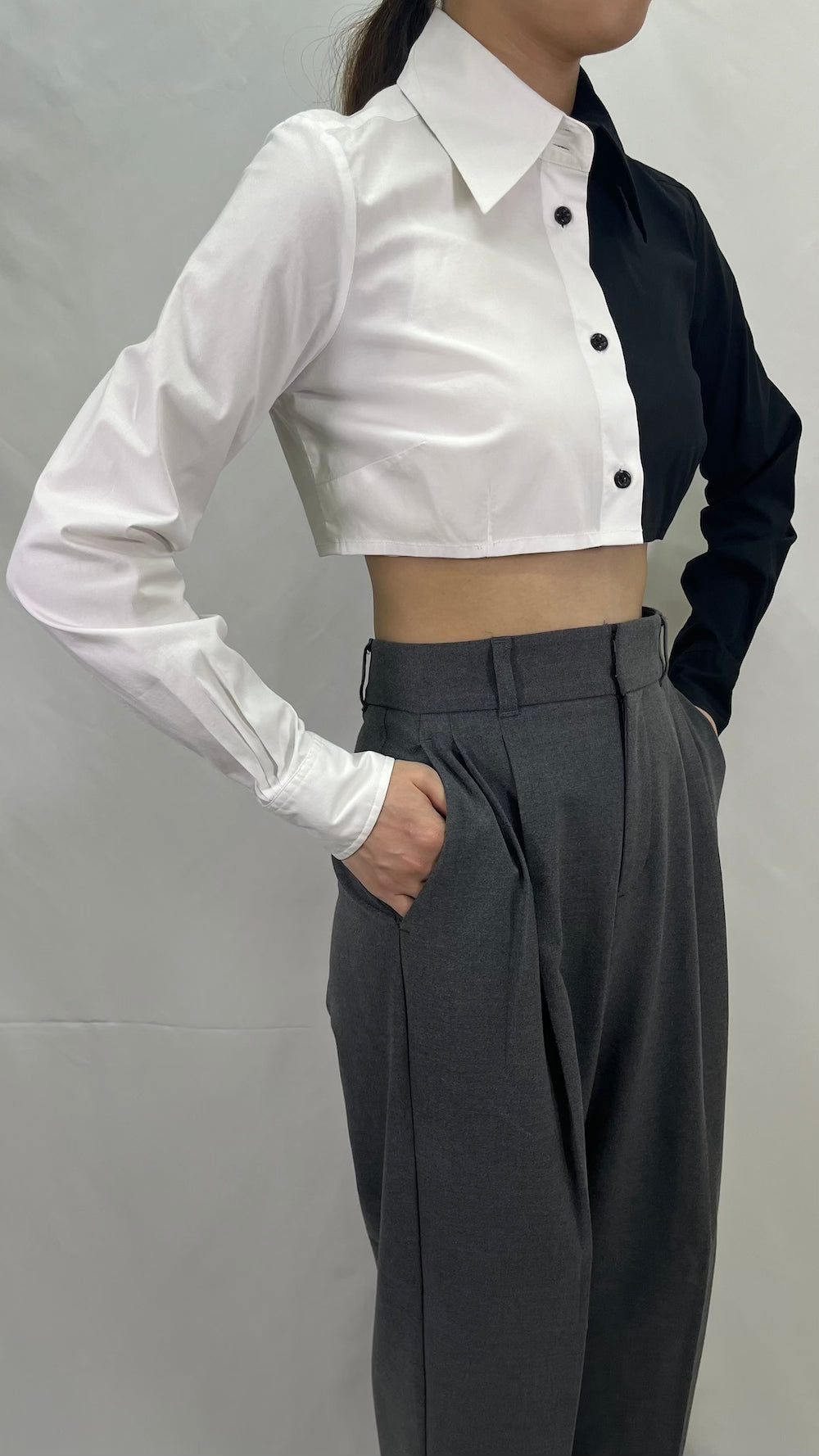 Remake Two-Tone Short Length Shirt