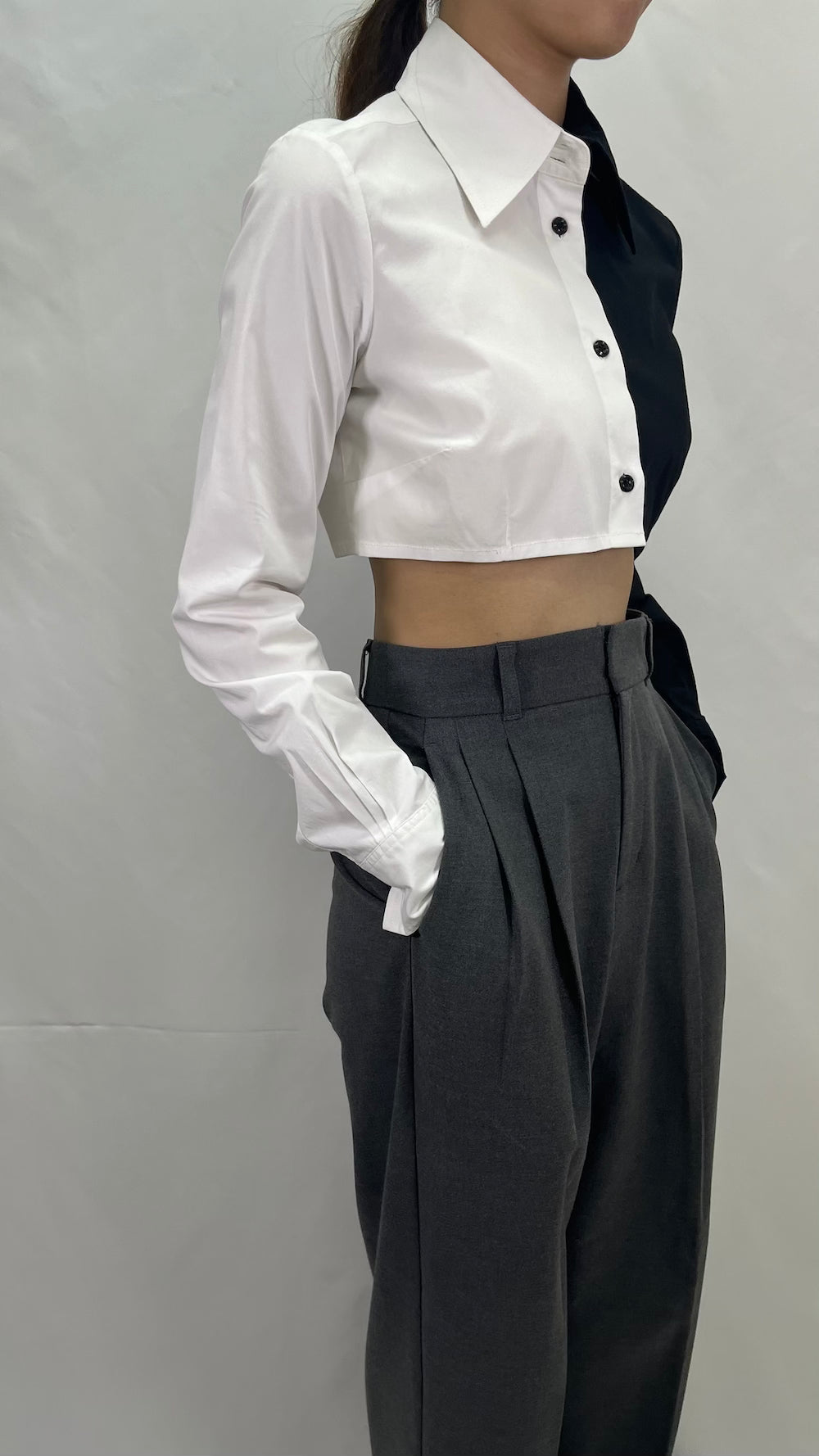 Remake Two-Tone Short Length Shirt