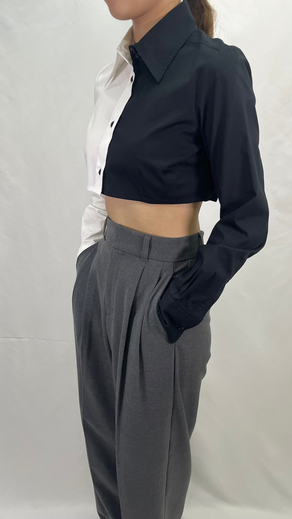Remake Two-Tone Short Length Shirt