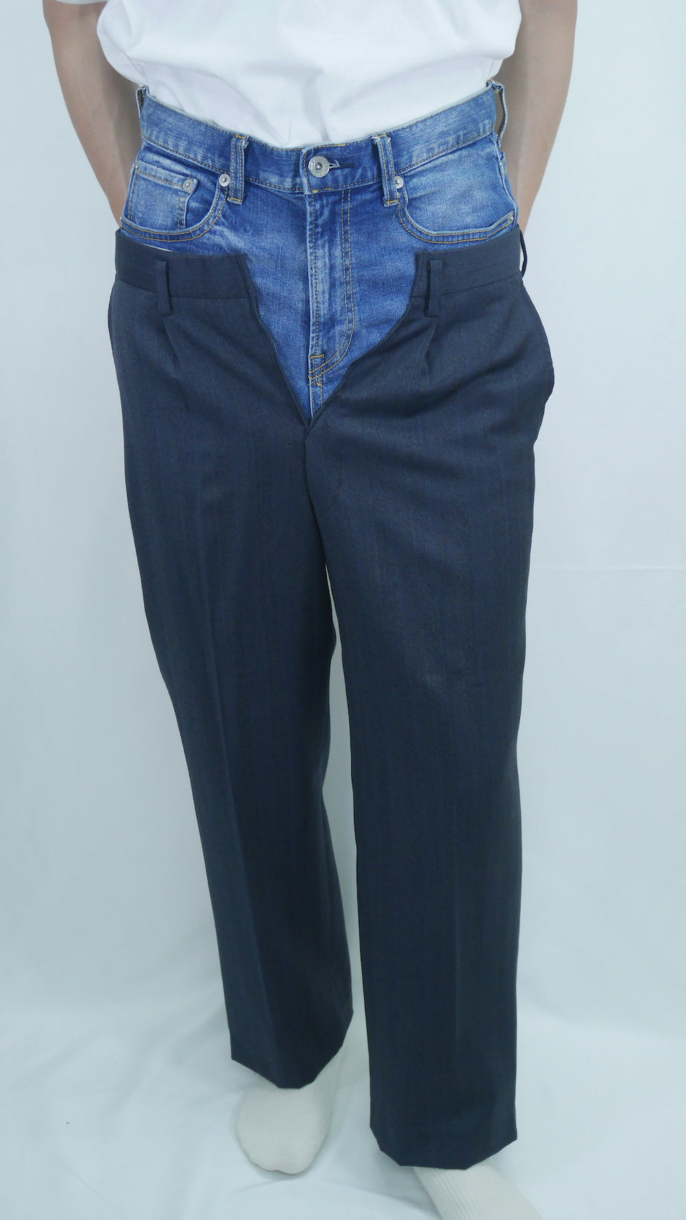 Remake Denim Layered Slacks