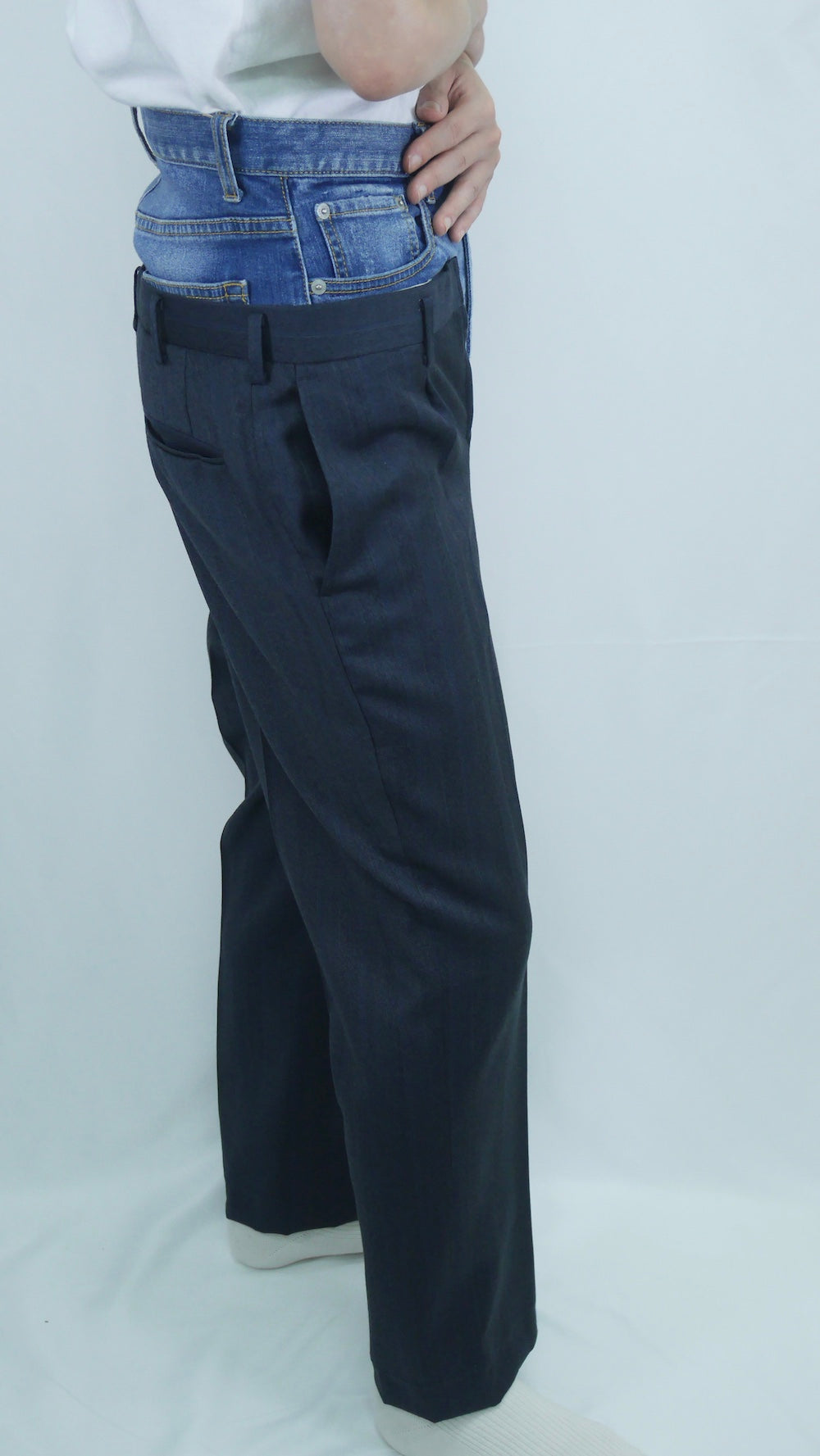 Remake Denim Layered Slacks