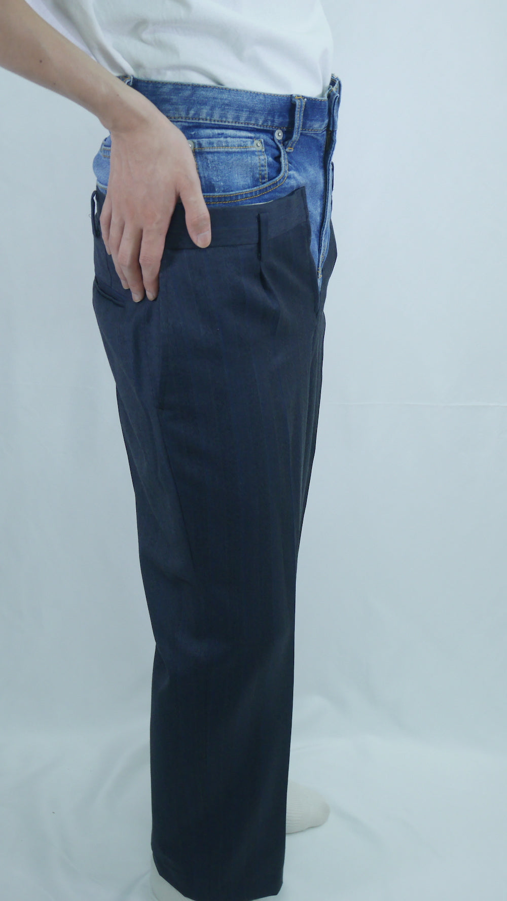 Remake Denim Layered Slacks