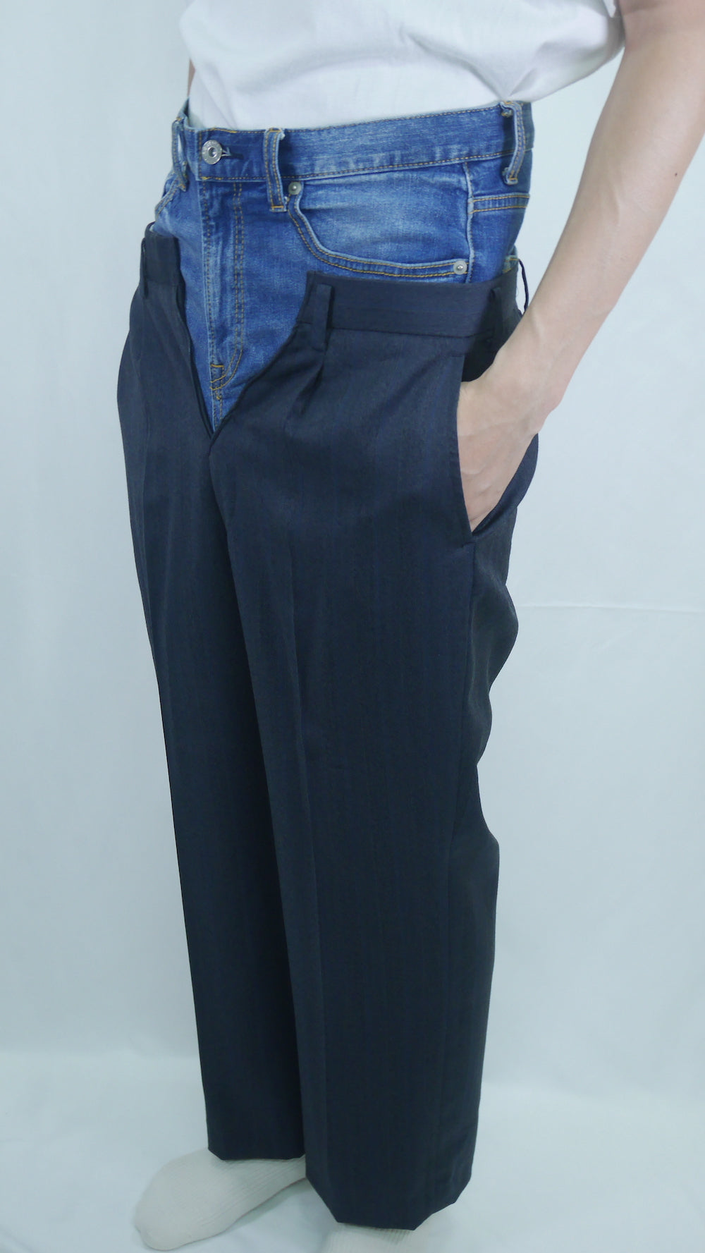 Remake Denim Layered Slacks