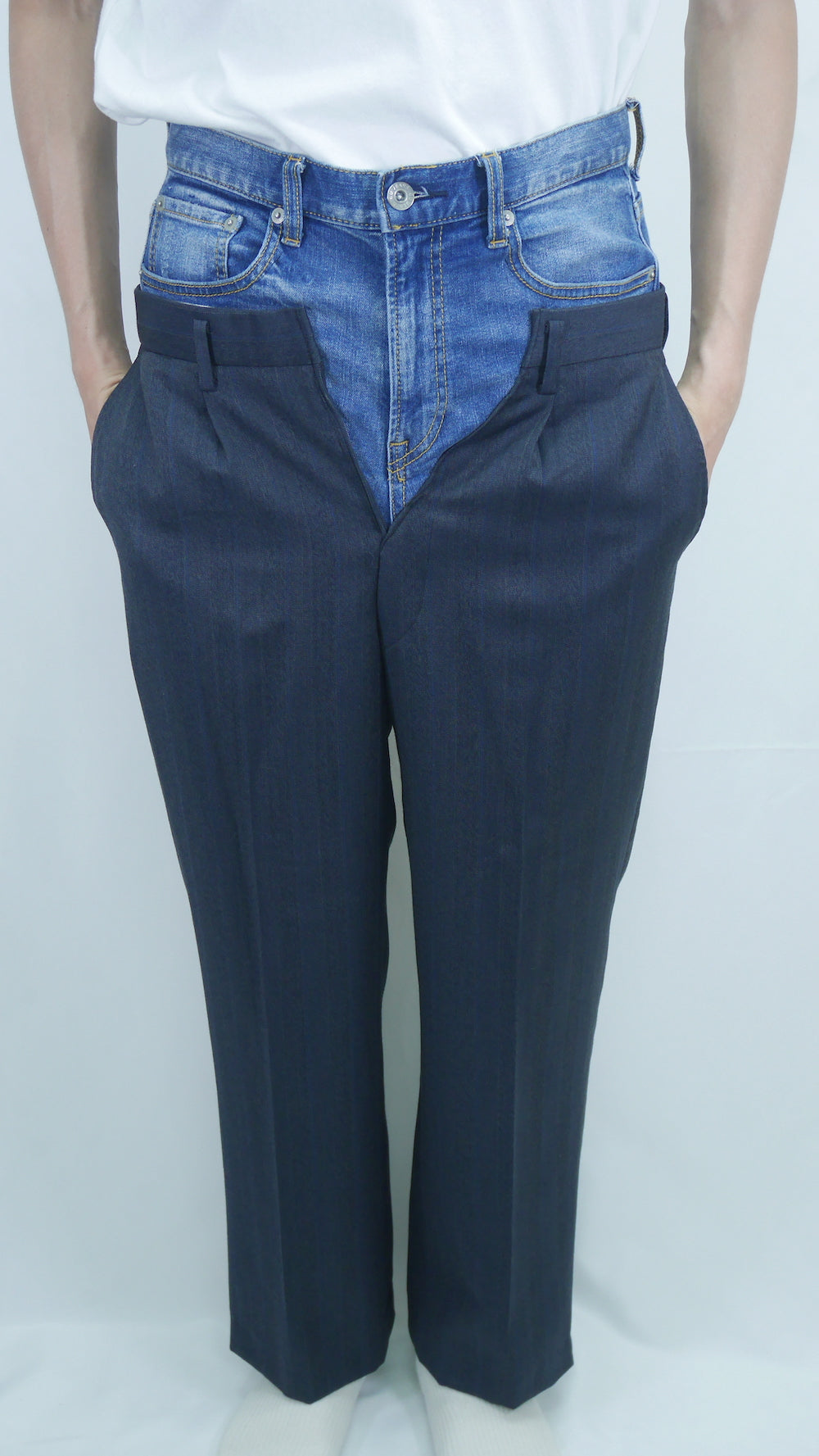 Remake Denim Layered Slacks