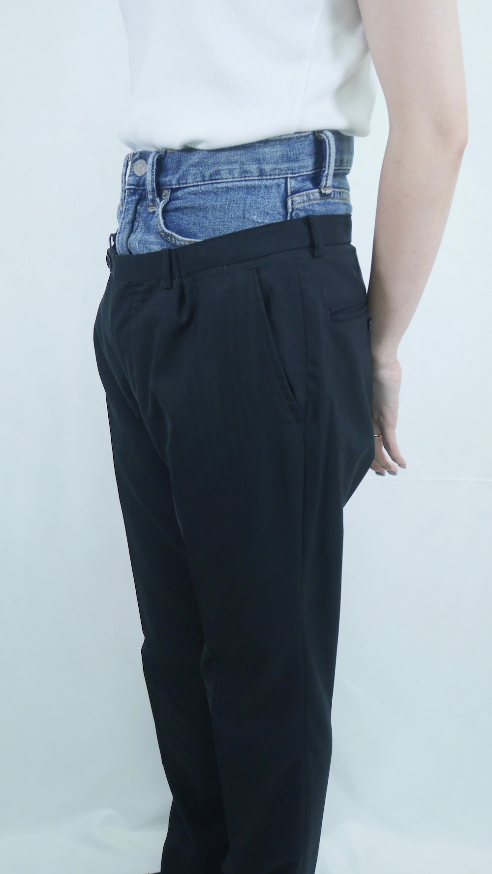 Remake Double Waist Denim Slacks