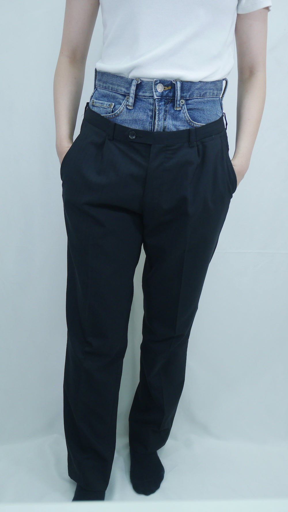 Remake Double Waist Denim Slacks