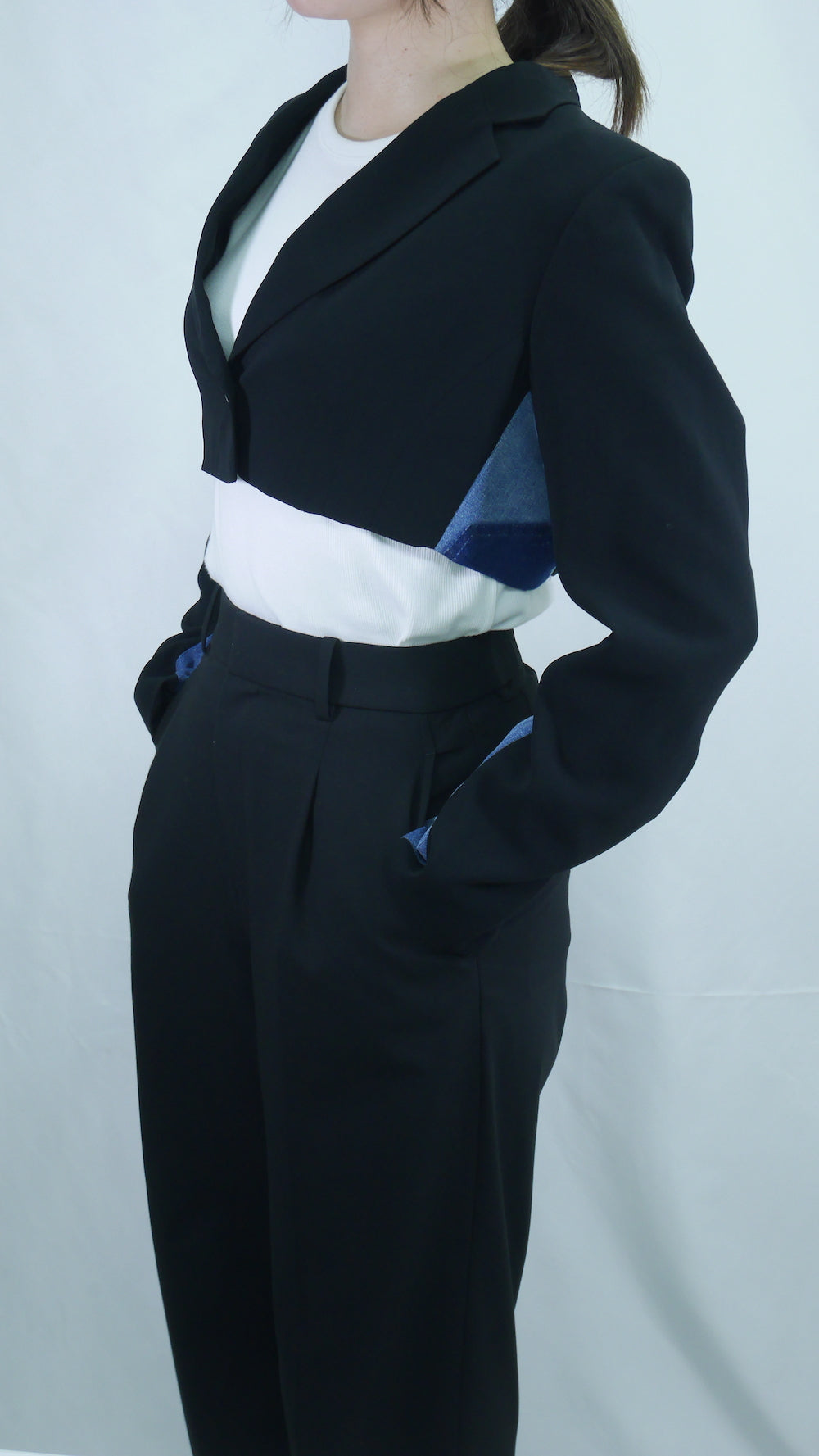 Remake Side Denim Short Length Tailored Jacket