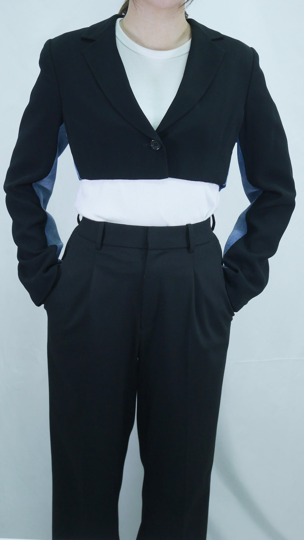 Remake Side Denim Short Length Tailored Jacket