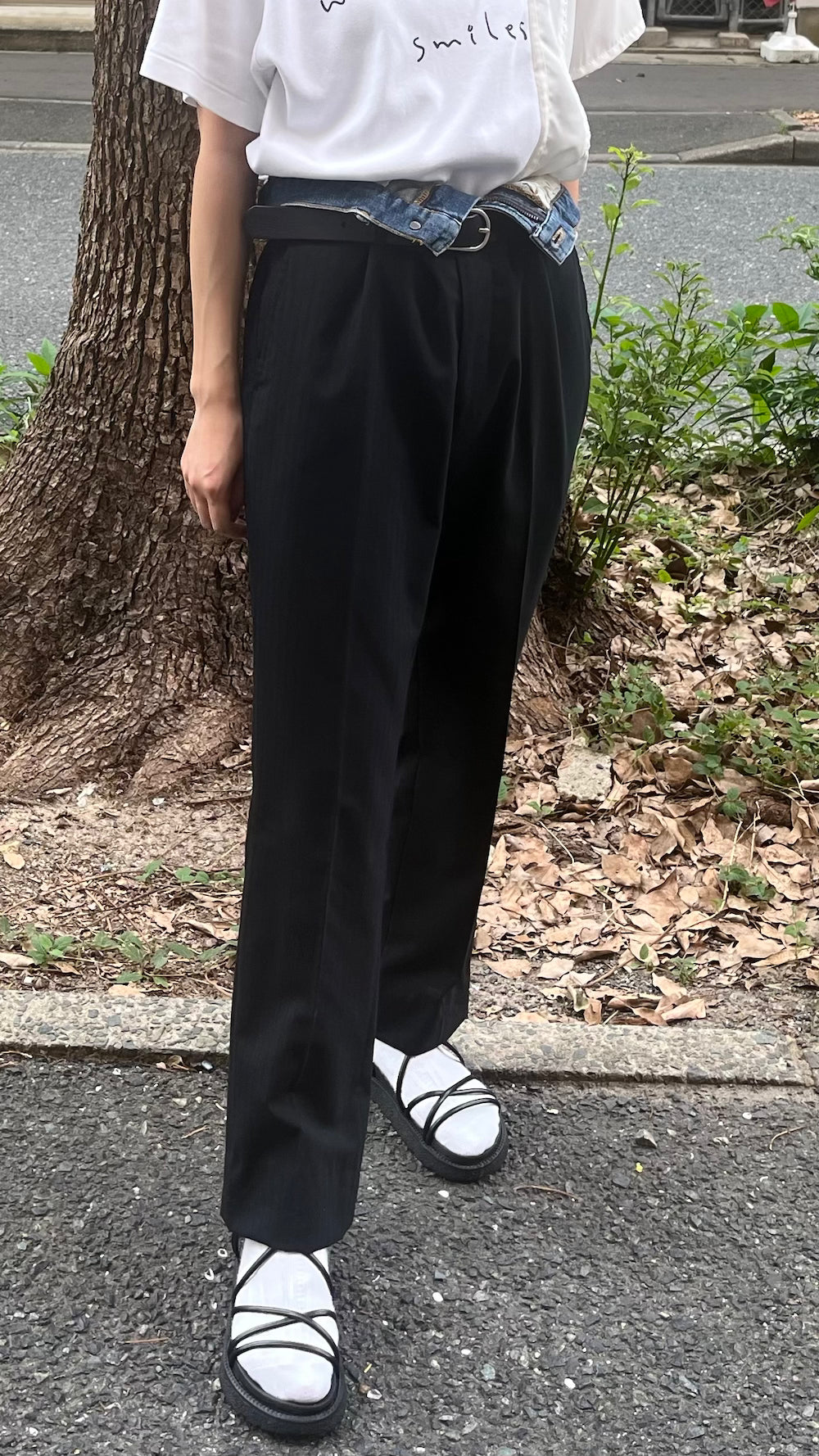 Remake Double Waist Denim Slacks