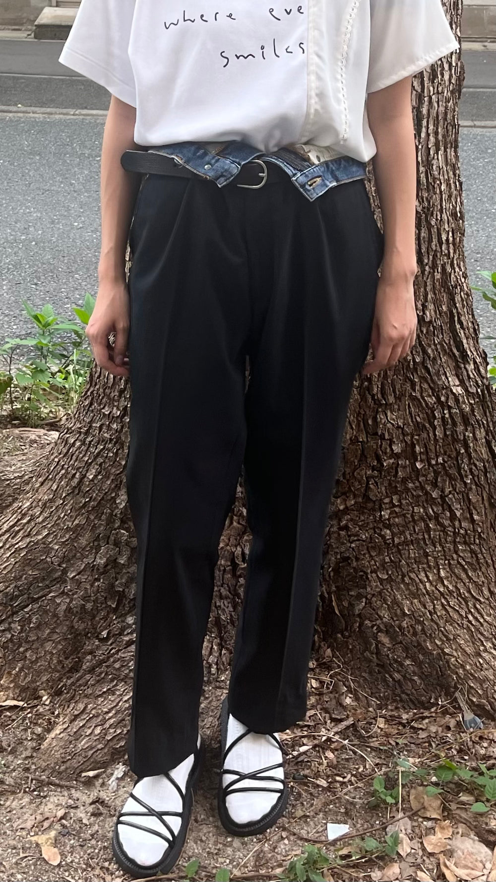 Remake Double Waist Denim Slacks