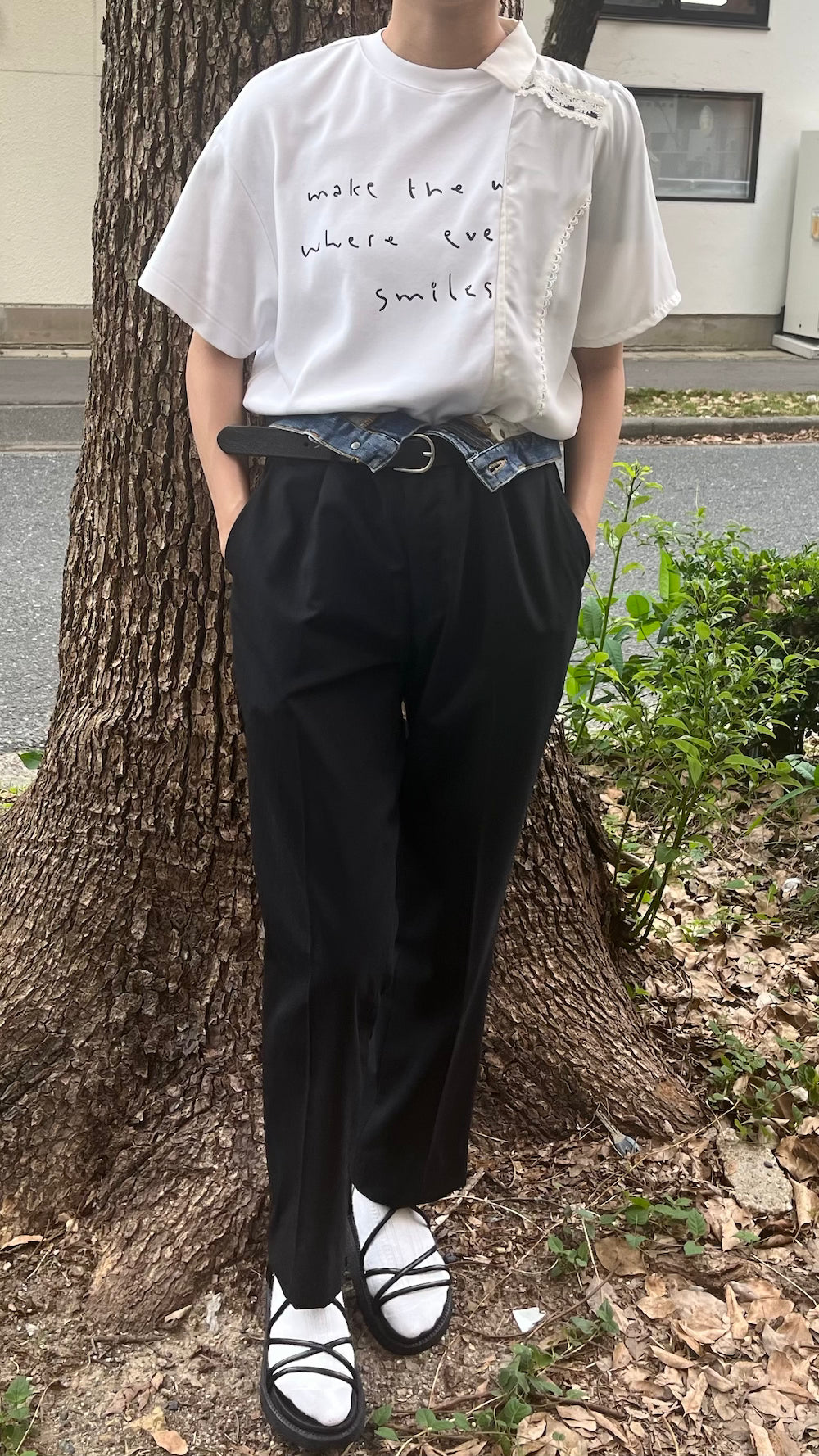 Remake Double Waist Denim Slacks