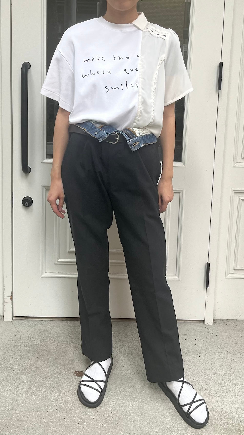 Remake Double Waist Denim Slacks