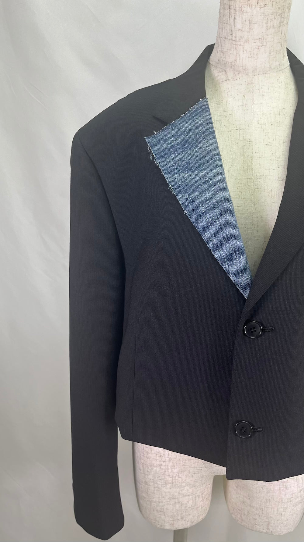 Remake Denim Switch 2-Button Short Tailored Jacket