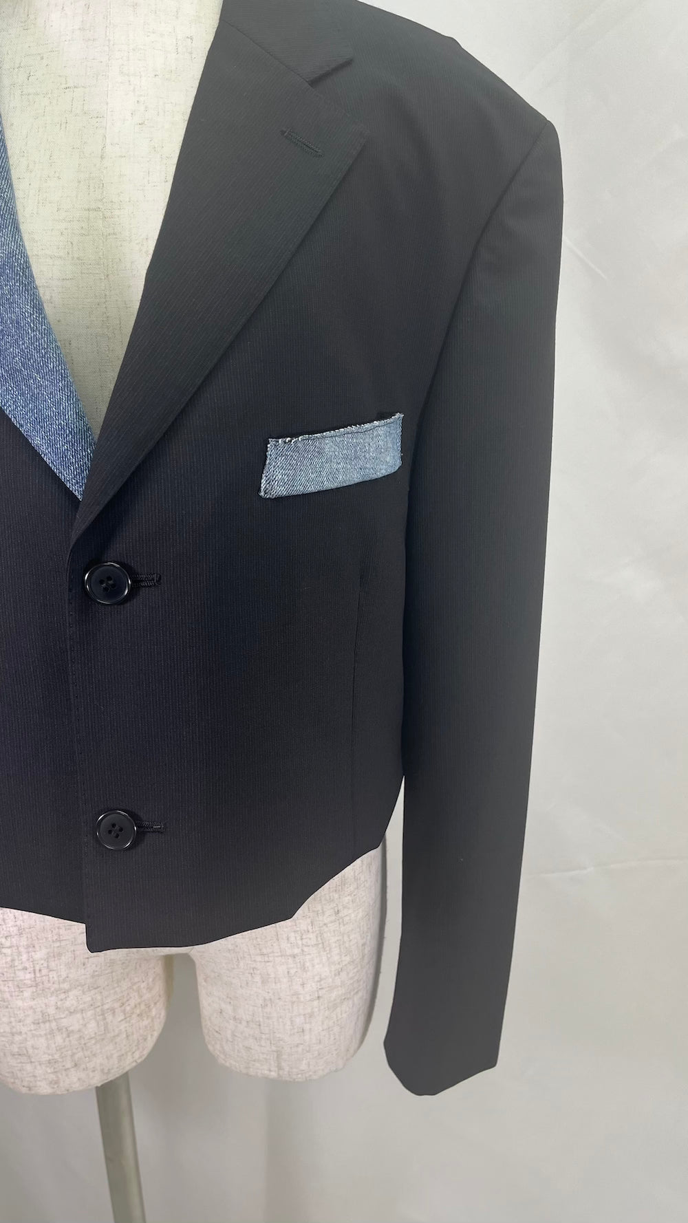 Remake Denim Switch 2-Button Short Tailored Jacket