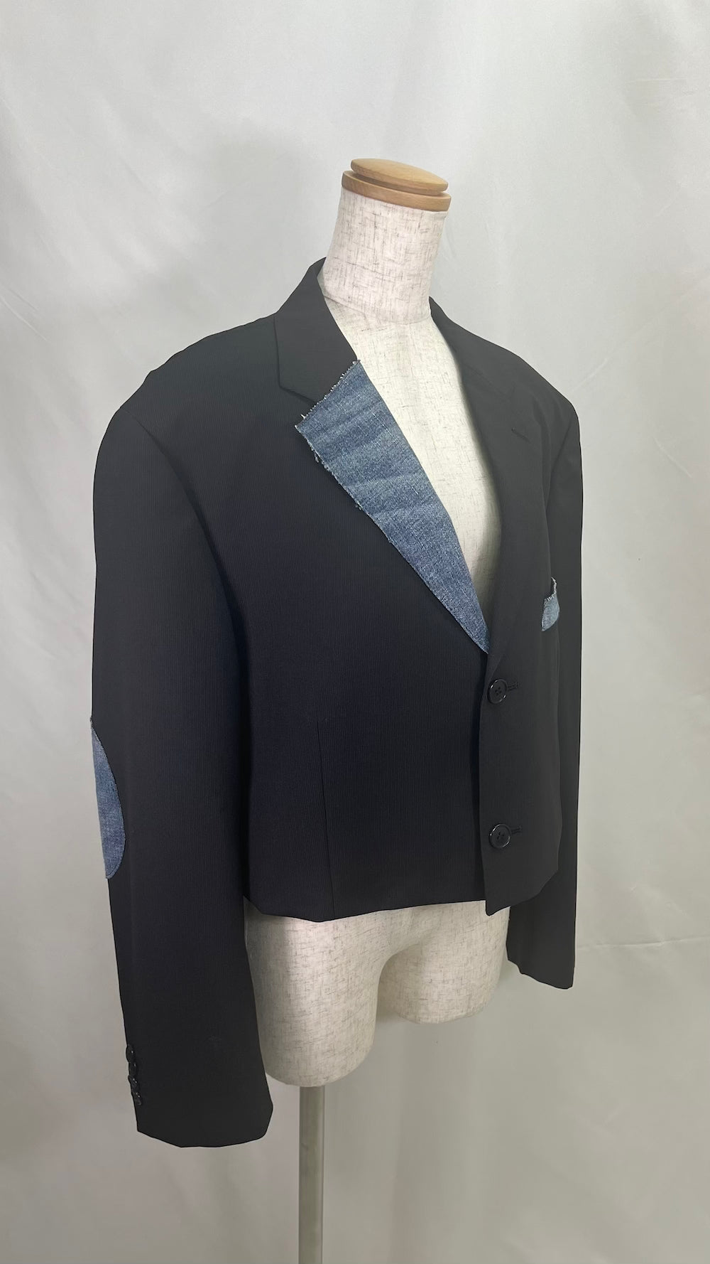 Remake Denim Switch 2-Button Short Tailored Jacket