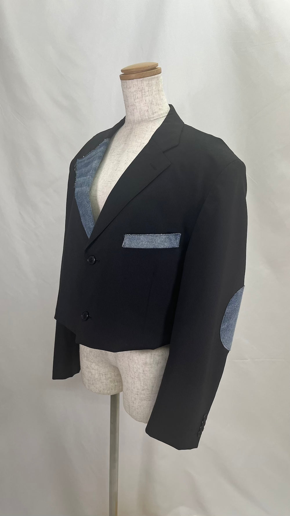 Remake Denim Switch 2-Button Short Tailored Jacket