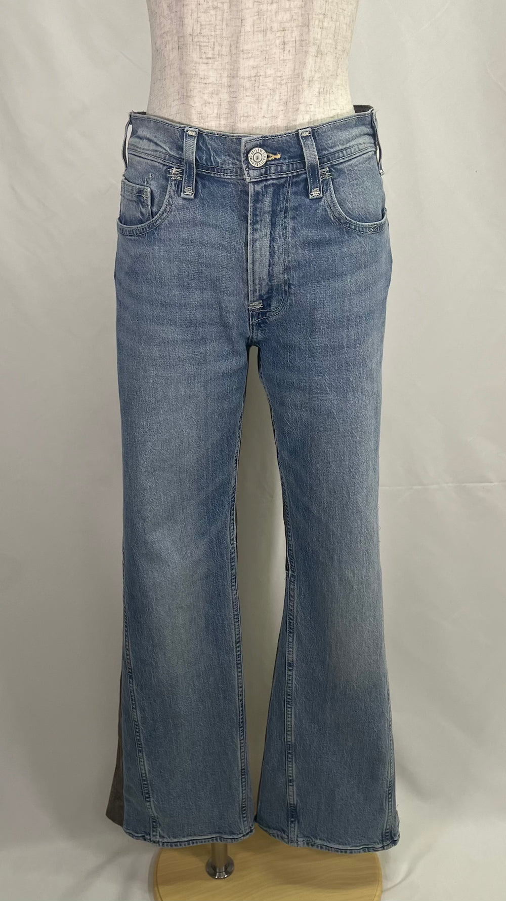 Remake Wool Slacks Switching Flare Denim Pants