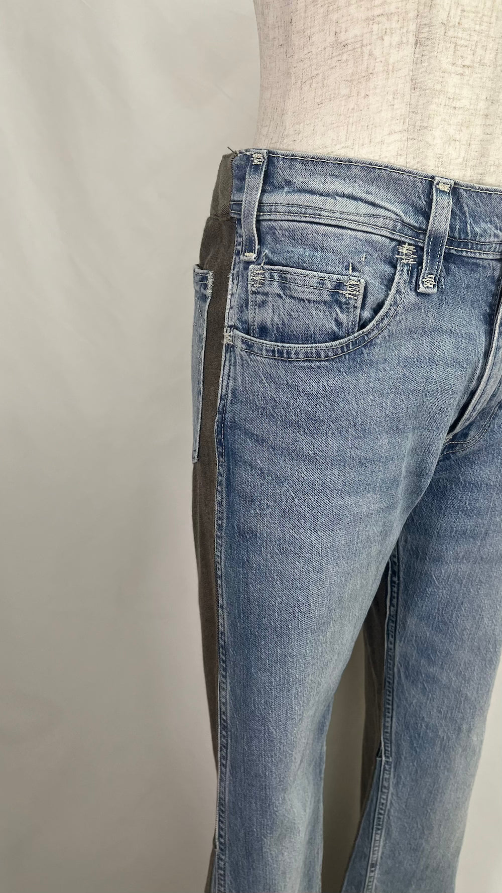 Remake Wool Slacks Switching Flare Denim Pants