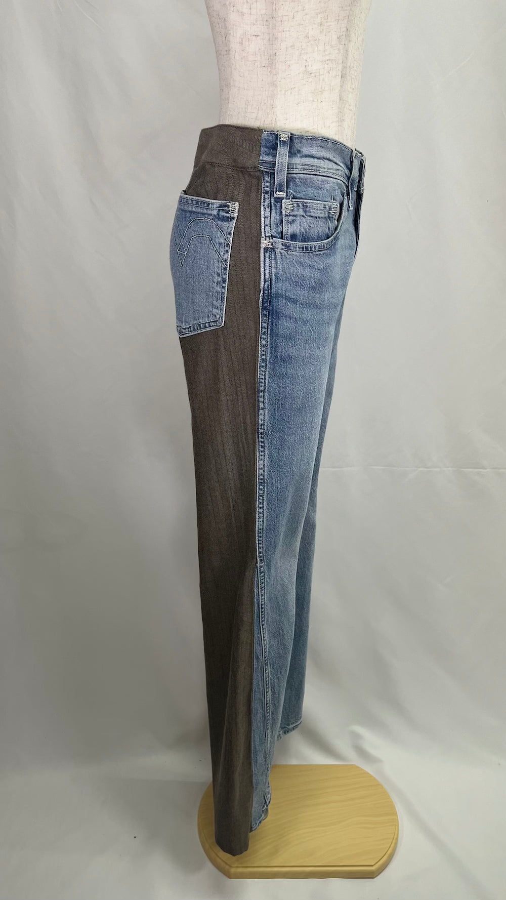 Remake Wool Slacks Switching Flare Denim Pants