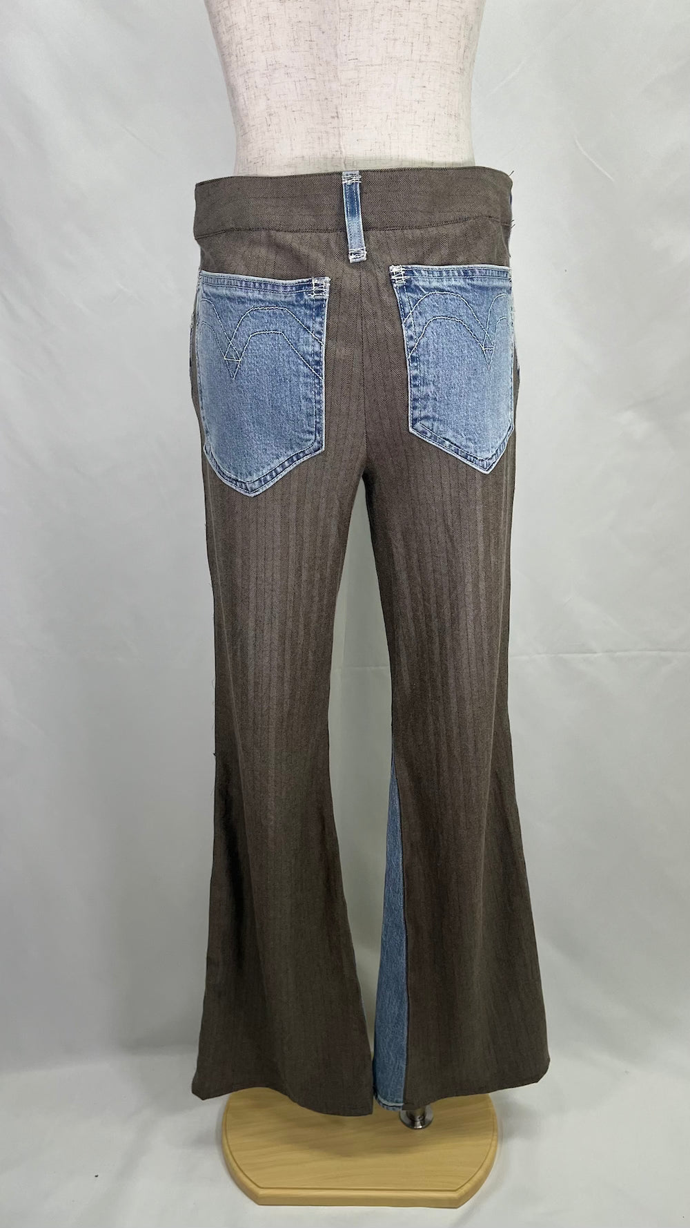 Remake Wool Slacks Switching Flare Denim Pants