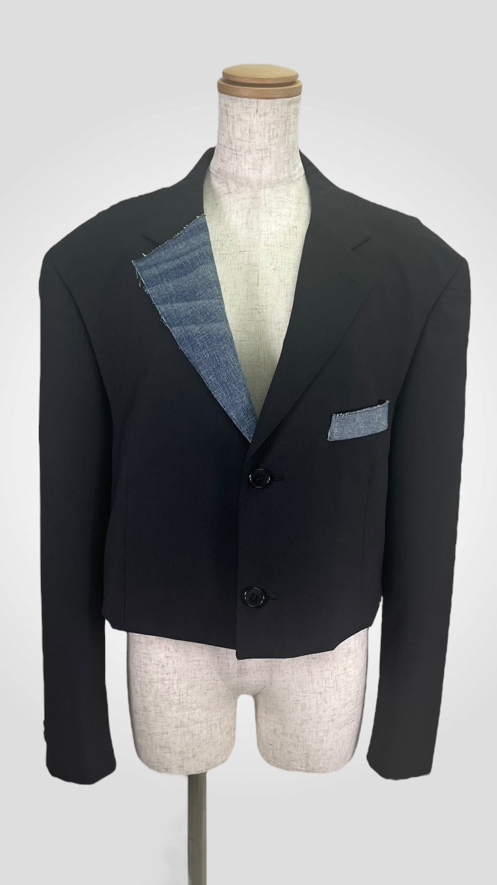 Remake Denim Switch 2-Button Short Tailored Jacket