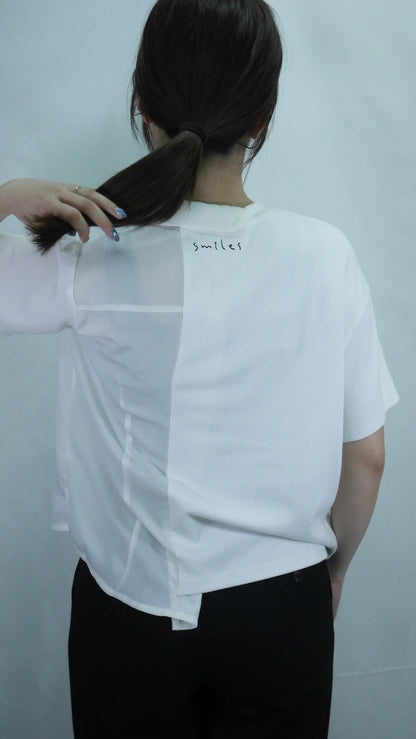 Remake Asymmetry Blouse Switching T-shirt