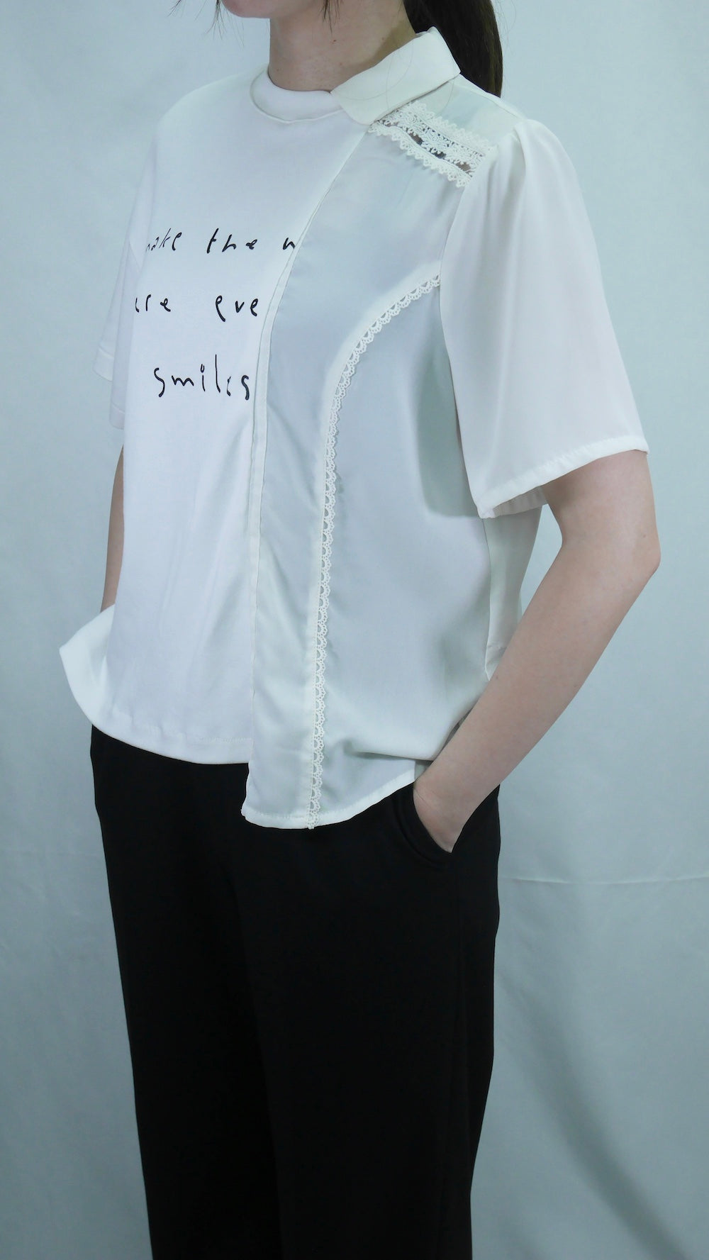 Remake Asymmetry Blouse Switching T-shirt