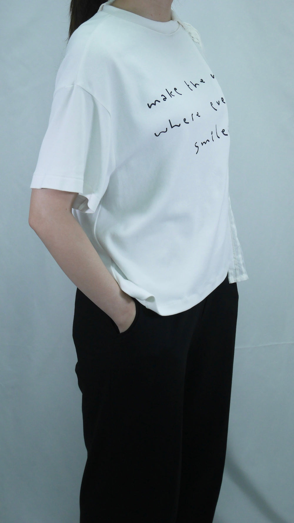 Remake Asymmetry Blouse Switching T-shirt