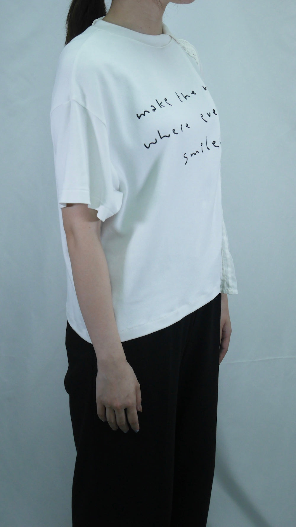 Remake Asymmetry Blouse Switching T-shirt