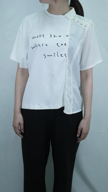 Remake Asymmetry Blouse Switching T-shirt