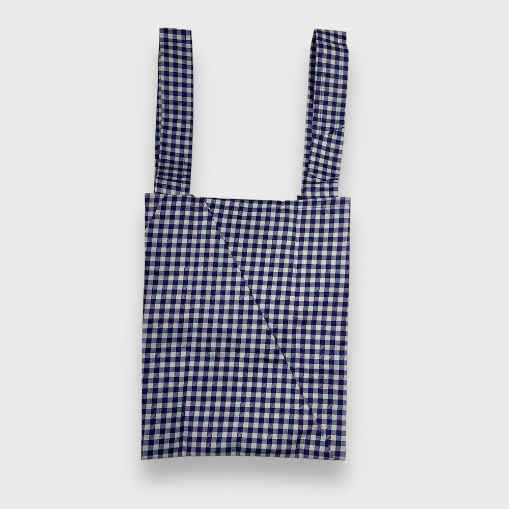 Remake Eco Bag Small,Navy Gingham Check