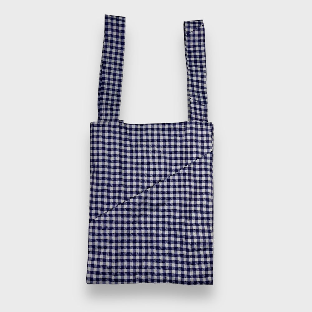 Remake Eco Bag Small,Navy Gingham Check