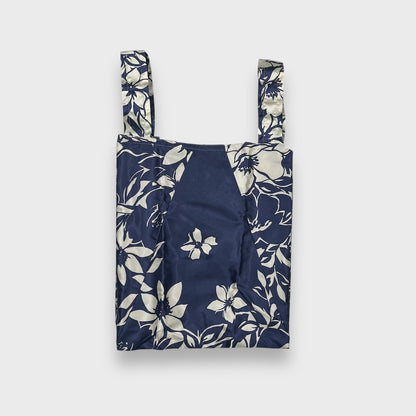 Remake Eco Bag Small,Navy Flower Pattern 41