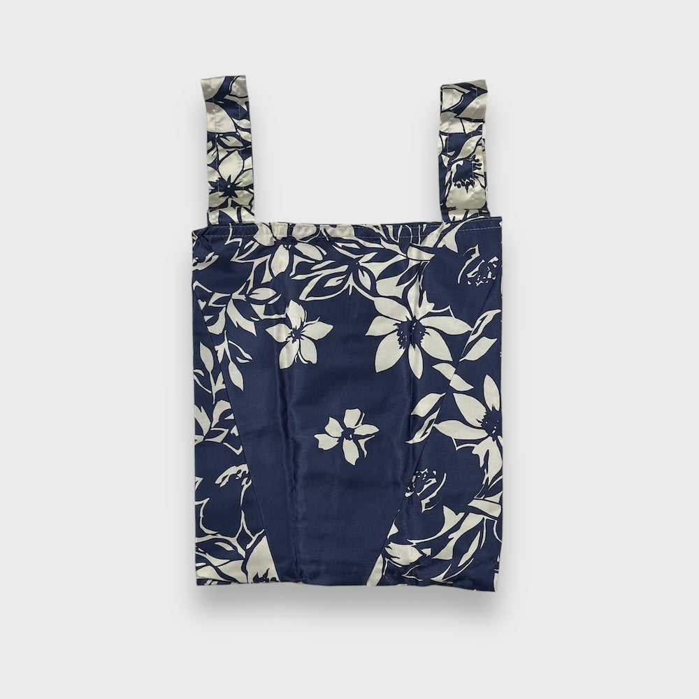 Remake Eco Bag Small,Navy Flower Pattern 41